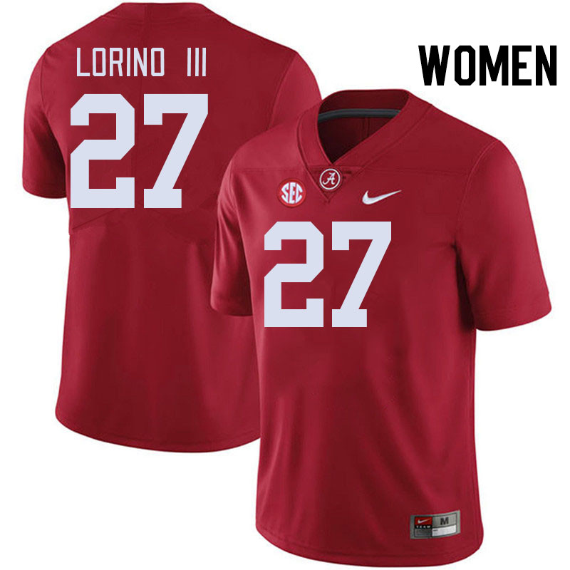 Women #27 Michael Lorino III Alabama Crimson Tide College Football Jerseys Stitched-Crimson